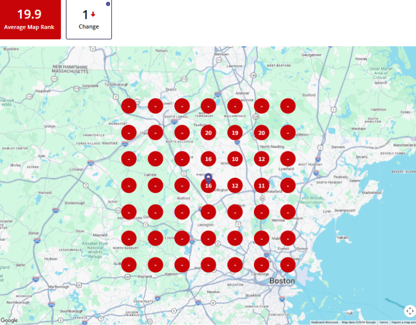 Before local SEO ranking heatmap