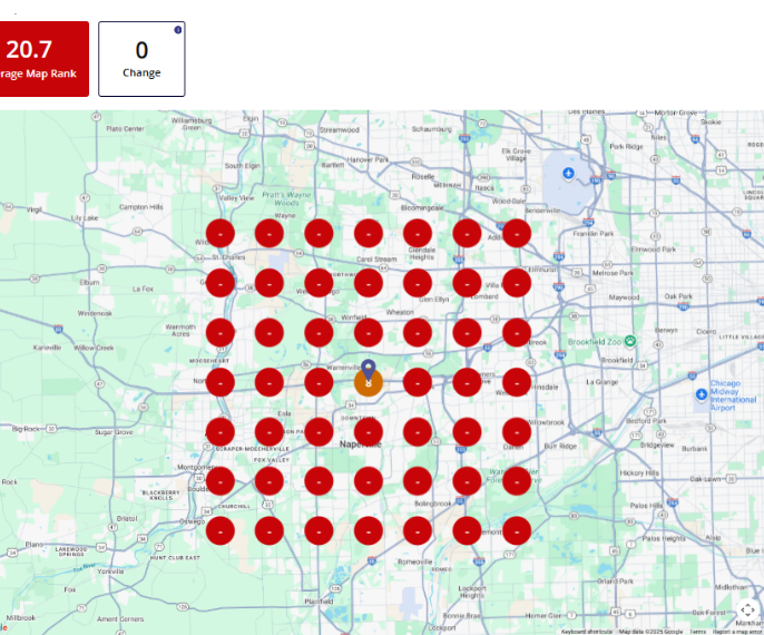 Before ranking heatmap for financial advisor Naperville