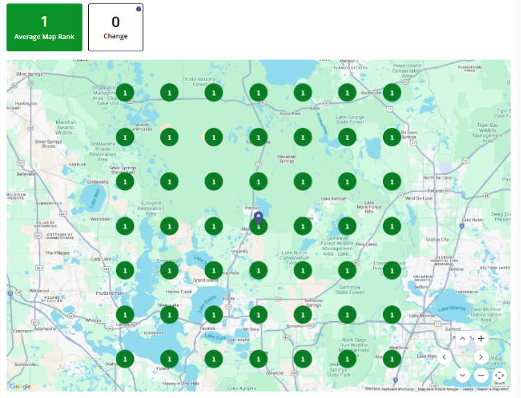 After Roofing Google Maps ranking heatmap
