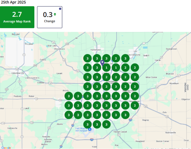 After Troyer Retirement Google Maps ranking heatmap