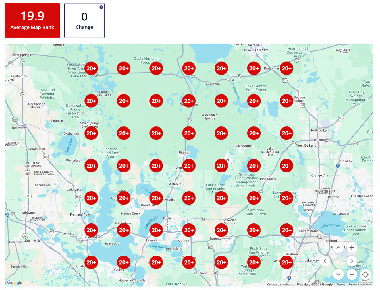 Before Roofing Google Maps ranking heatmap