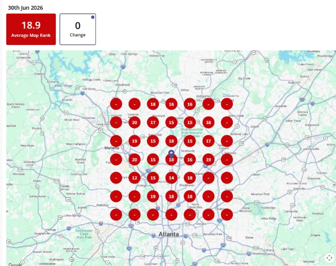 Before heatmap for chimney repair sandy springs, average rank 18.9