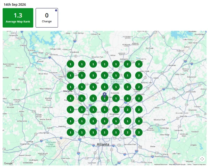 After heatmap for local chimney sweep services sandy springs, average rank 1.3